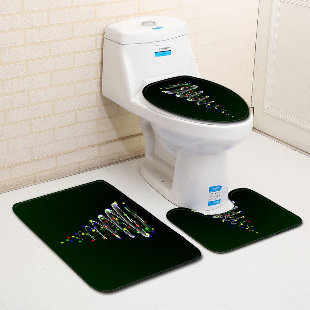 Christmas Bathroom Floor Mat Toilet Three-Piece Set