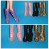 Lote de 3 pares de accesorios para muñecas Monster High, zapatos con diseño de agujeros y tacones altos, botas altas de moda.