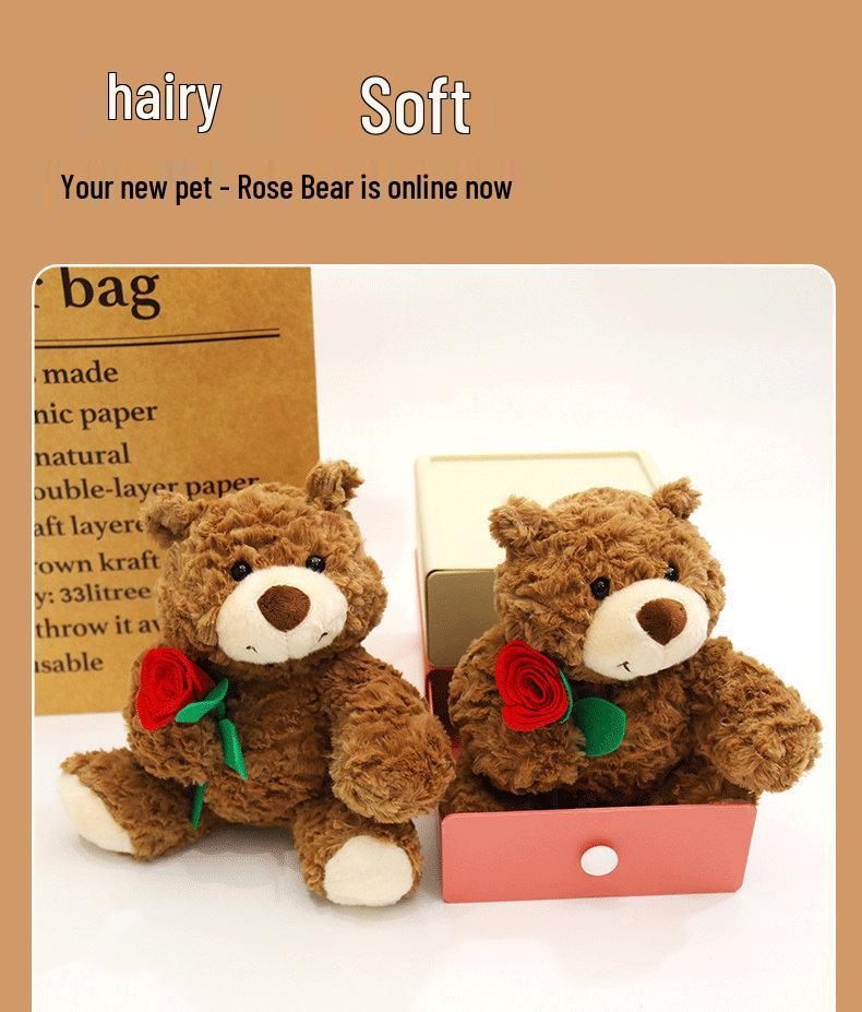 Rose Teddy Bear Plush Doll - Cute Gift for Girls