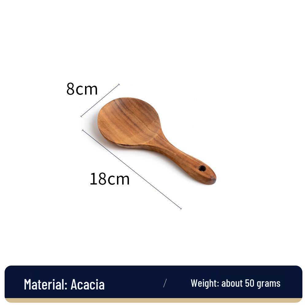 2023 Acacia Wood Long-Handle Non-stick Cooking Spatula & Ladle Set