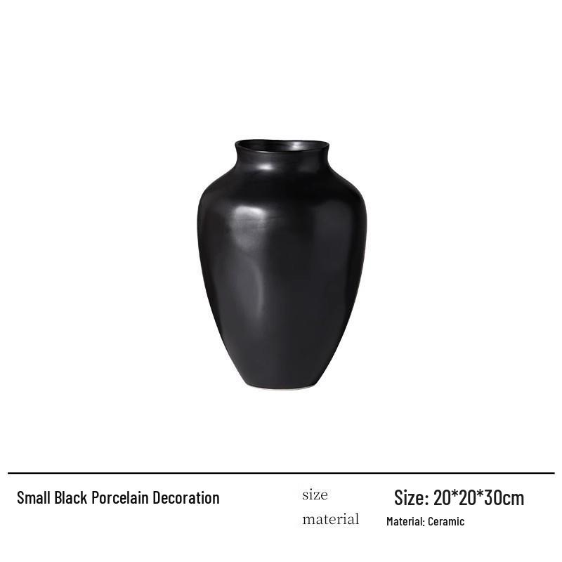 Mid-Century Wabi-Sabi Black & White Ceramic Hydroponic Vase - Matte Finish for Retro Flower Arrangements