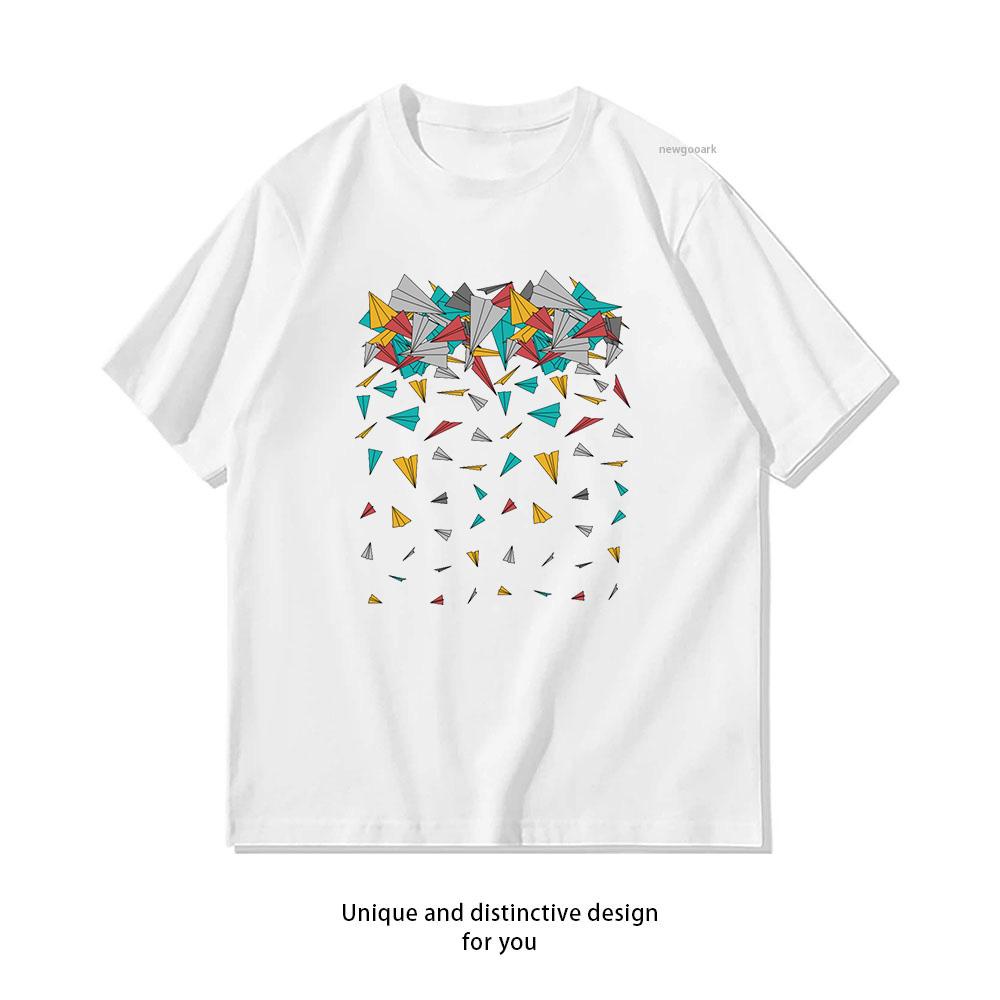 Flying paper planes Shirt Woman Man Casual Cotton Printed T Shirts Adult Streetwear Camisetas Tops Tee Creative S