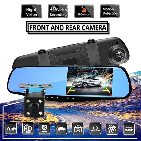 New 4.3 Inch Dual Lens 1080P 170 Degree Car DVR Dash Cam Video Recorder 720p 140 Degree Rear View Mirror Camera