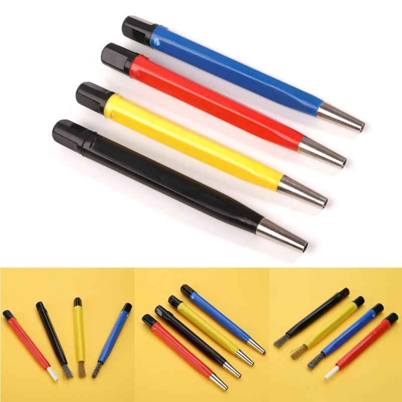 Kratzbürstenstift-Set Fiberglas Stahl Messing Nylon Stiftstil Vorschleifbürste 4er-Pack für Korrosion Rost Schmuckwerkzeug