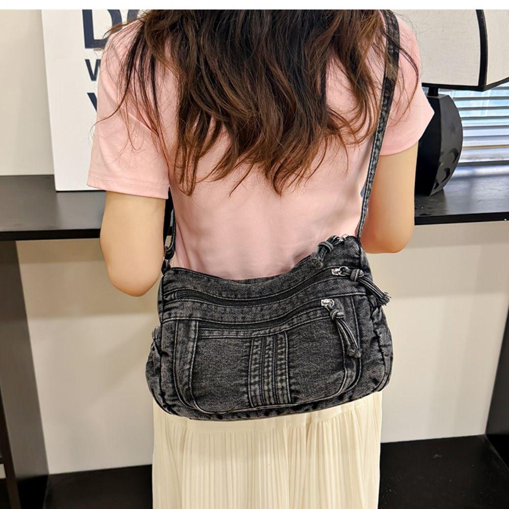 Vintage Cowboy  Crossbody Bag High Capacity Denim Shoulder Bag Women'S Armpit Bag  Girls