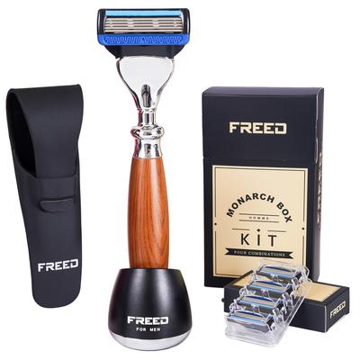 FREED Rasierhobel Geschenkbox Aluminiumlegierung Was Ihre Geschenkbox Set enthält Silikon-Reiseaufbewahrung 5 Ersatzteile Perfekt als Geschenk für Geburtstagsgeschenk