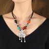 Retro imitation silver jewelry short collarbone chain women's Tibetan silver beeswax necklace sweater chain cotton and linen accessories pendant
