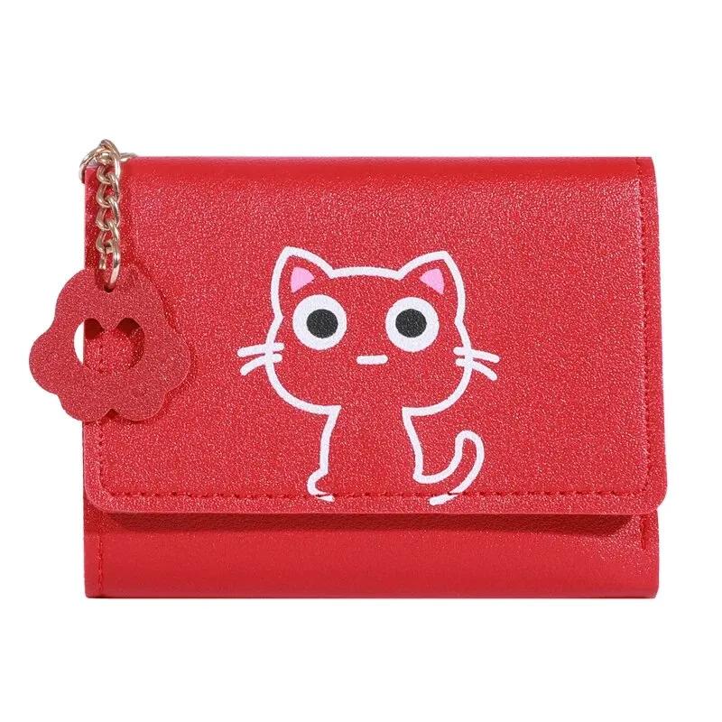 Neu Kleine Brieftasche Weibliche Katze Kurze Falten Personalisierte Student Nette Mini Mode