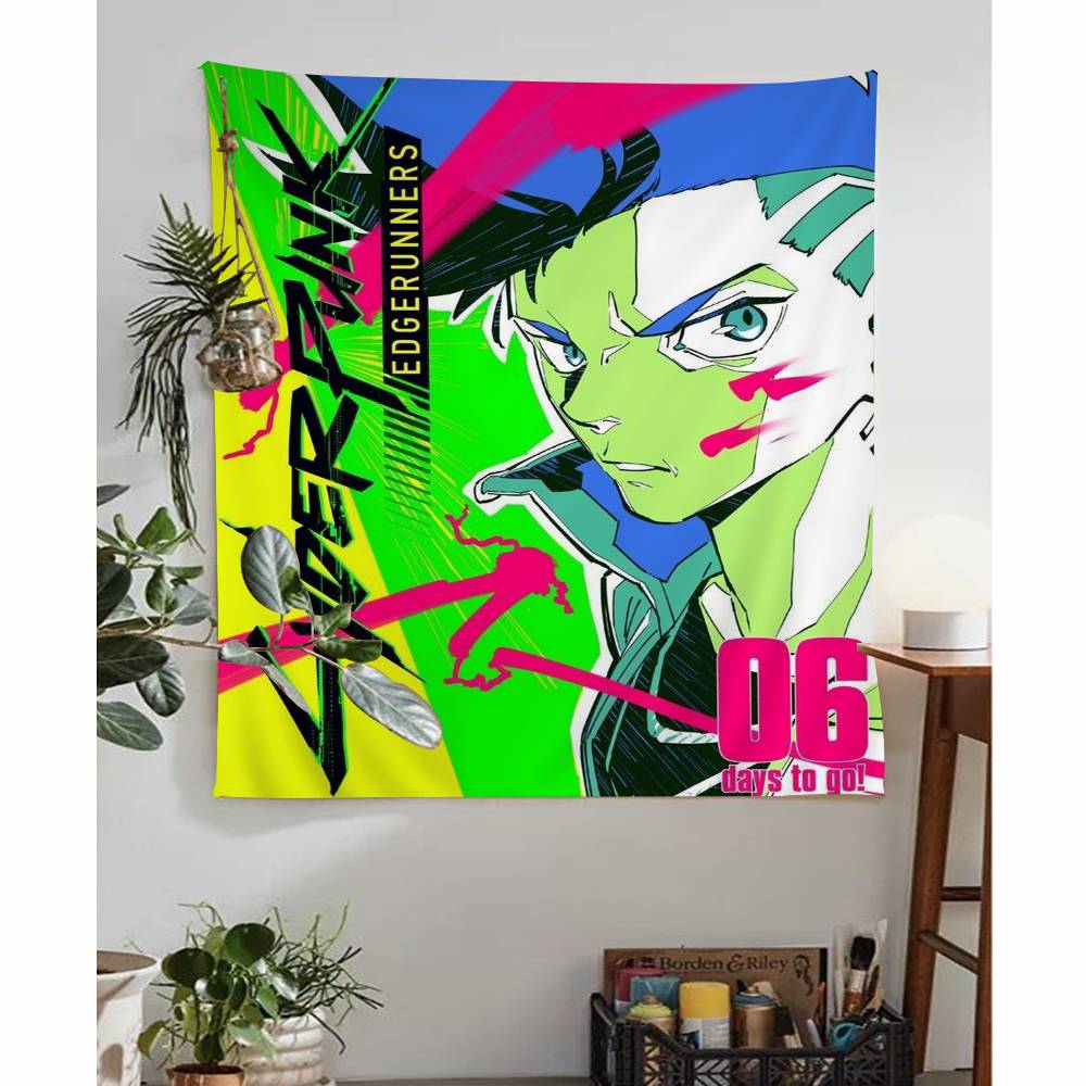Anime CCyberpunk EEdgerunners Colorful Tapestry Wall Hanging Bohemian Wall Tapestries Mandala Wall Art Decor