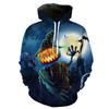 3D Digital Print Skull Hoodie with Long Sleeves, European & American Style, Pumpkin Halloween Design for Men