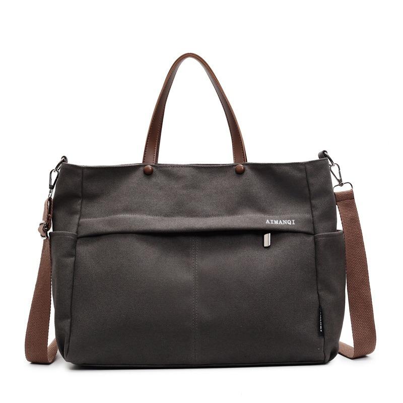 New Canvas Shoulder Bag Simple Fashion Tote Bag Women Oblique Span Large Capacity Portable Popular Shoulder Bag