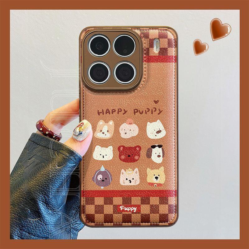 Cartoon Dog Phone Case With Lanyard IPhone 15 Pro 14 13 12 Full Coverage Shockproof Protective Cover Xiaomi 15