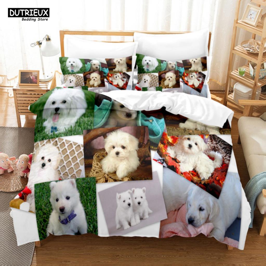 

Comforter Smiling Angel Samoyed Bedding Sets Cute Dogs Puppy Single Queen King Full Husky Boys Room Decor Comforter (quilt)-EU Single(135*200cm)3pcs