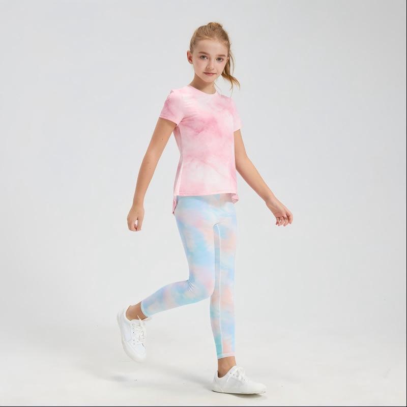 Girls' Quick-Dry Yoga Sportswear T-Shirt with Sun Protection