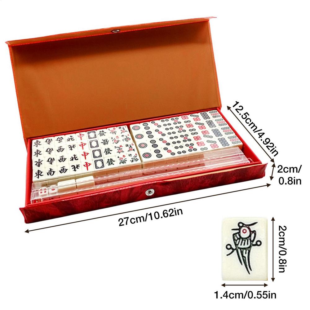 Portable Travel Mahjong Set 144 Sheets Classic Tiles Games Chinese Mahjong Game Set for Travel Party Boys and Girls Adults Kids