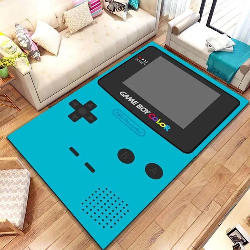 Game Controller Carpet Mat Rug Retro Gaming Home Decoration Non-slip Style Gamer Room Play Mat with ABXY Buttons Bedroom Rug