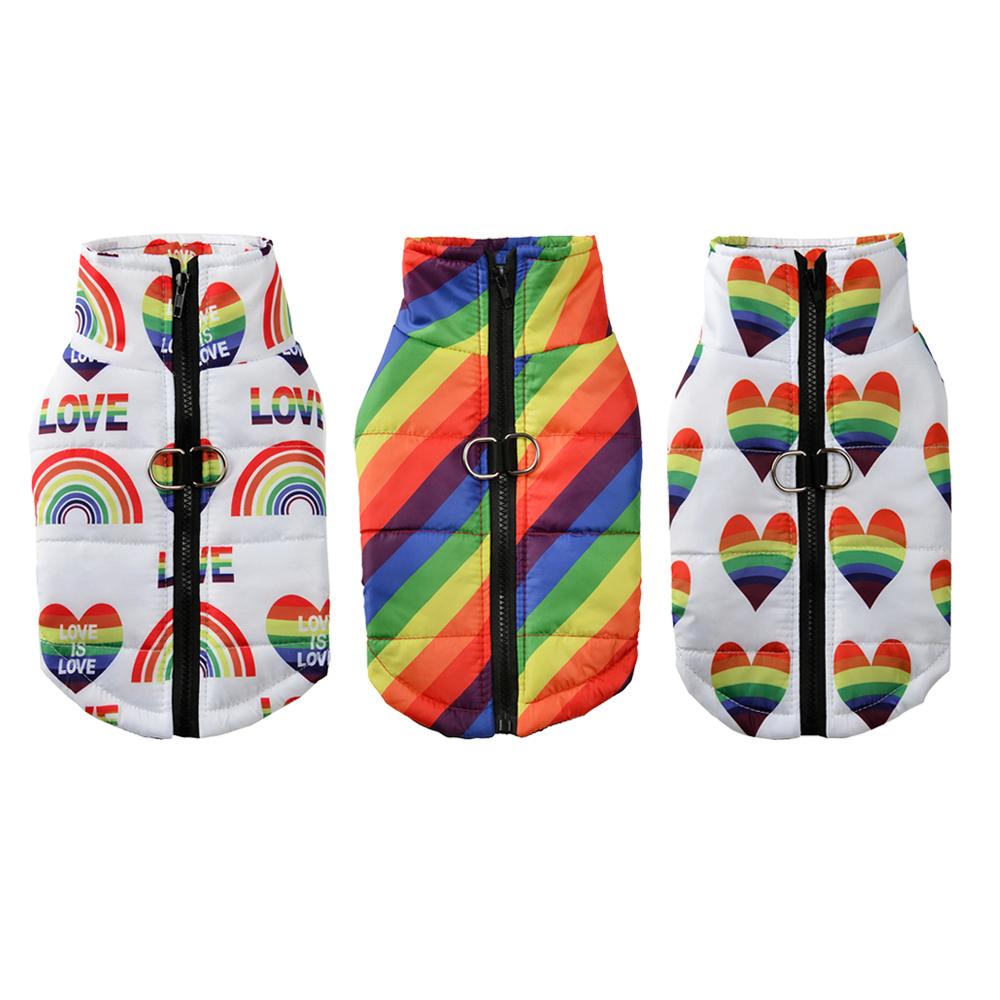 Windproof Warm Dog Clothes Love Print With D-ring Zipper Winter Waterproof Puppy Jacket For Small Medium Dogs Yorkshire Pet Coat