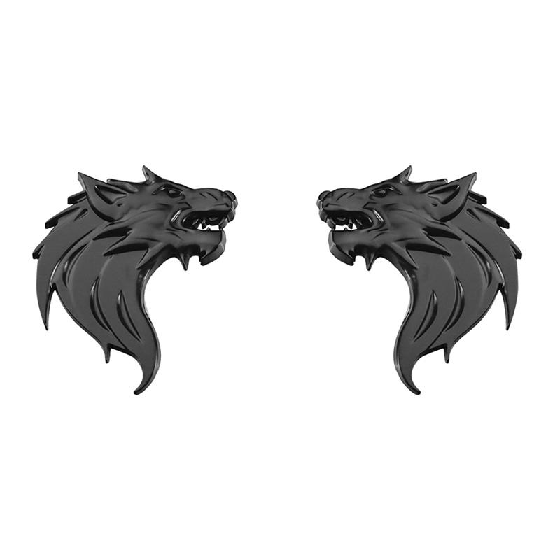 2pcs Wolf Totem Badge Car Personality Wolf Head Metal Car Sticker Modified Car Logo Wolf Head Sticker Metal Wolf Logo