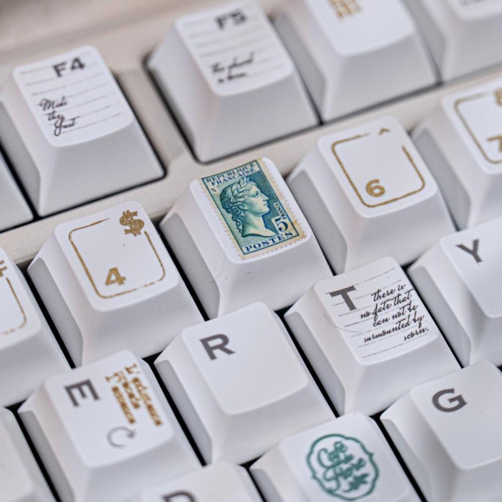 The Breathing of Being Theme Keycap Set 198Key PBT+PC Custom Retro Minimalist Cap Cherry Profile Keycaps for Mechanical Keyboard