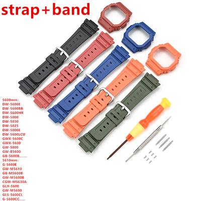 Strap With Case for Casio G-Shock DW-5600 DW-5000 GW-M5610 GLX-5600 Men Women Replacement Rubber Resin Shell Watch Band Bracelet