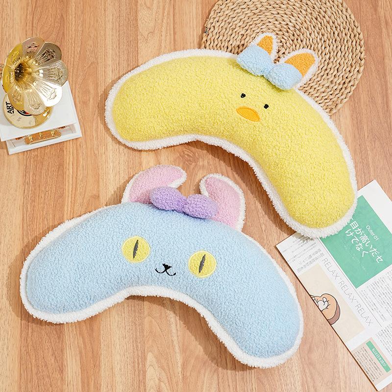 Pet Bow Half Moon Pillow Cat Sleep U-shaped Pillow Cute Plush Toy Dog Mattress Dog Beds for Small Dogs