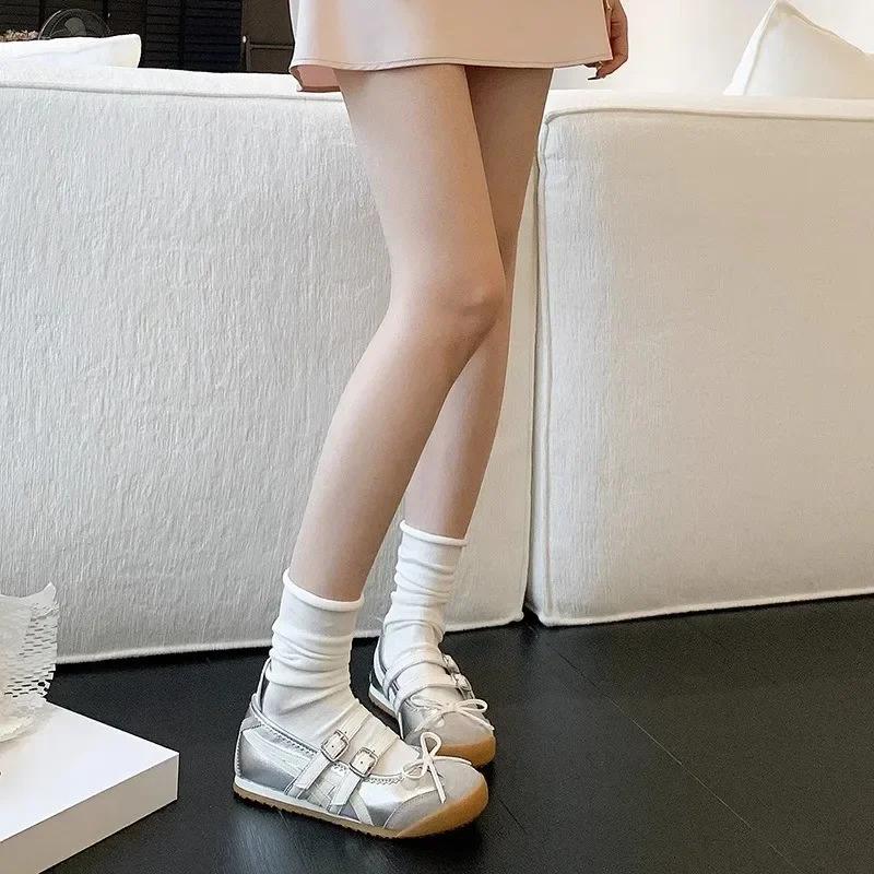 Women Flats Bow Ballet Dance Mary Jane Shoes Summer Sandals Fashion New Brand Dress Designer Casual Shallow Zapatos Mujer