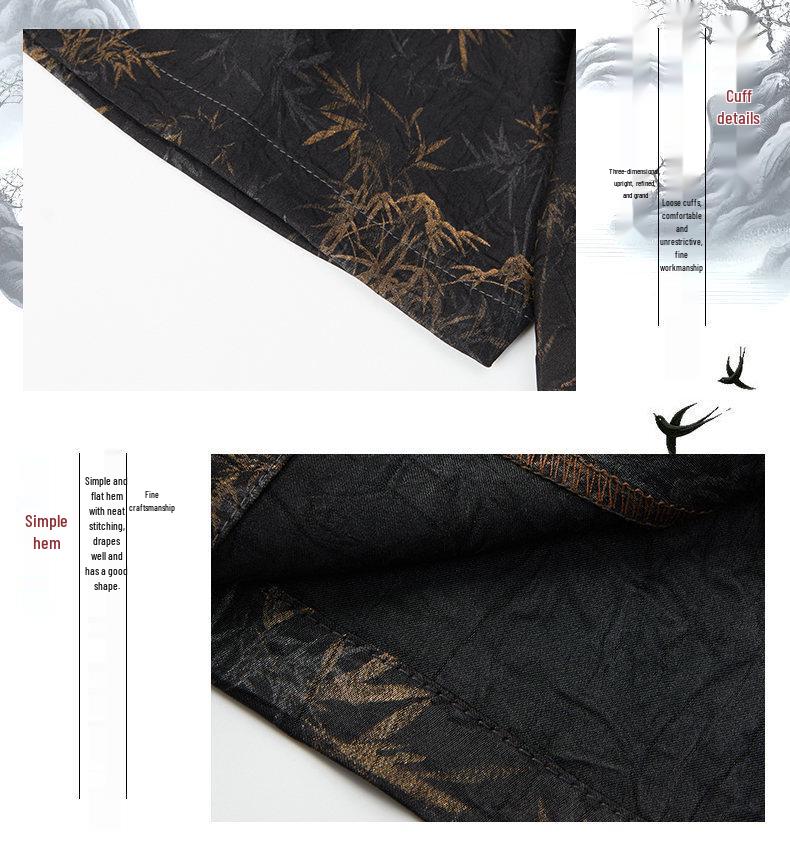 Mid-aged Men's Chinese Style Short-sleeve Summer Suit - Two-piece Set