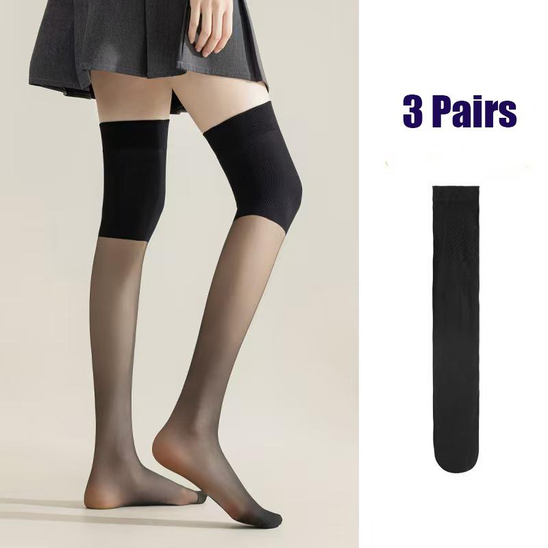 3Pair Summer Thin Anti-Snag Long Socks Women Over Knee Air Conditioning Cold Resistant Leg Skin Friendly Stockings