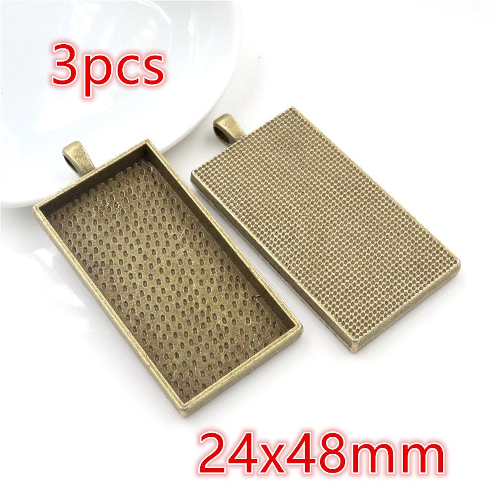 3-10pcs 18x25mm 19x38mm 25x50mm Inner Size Rectangle Pendant Cabochons Blank Base Setting Tray DIY Jewelry Making Accessories