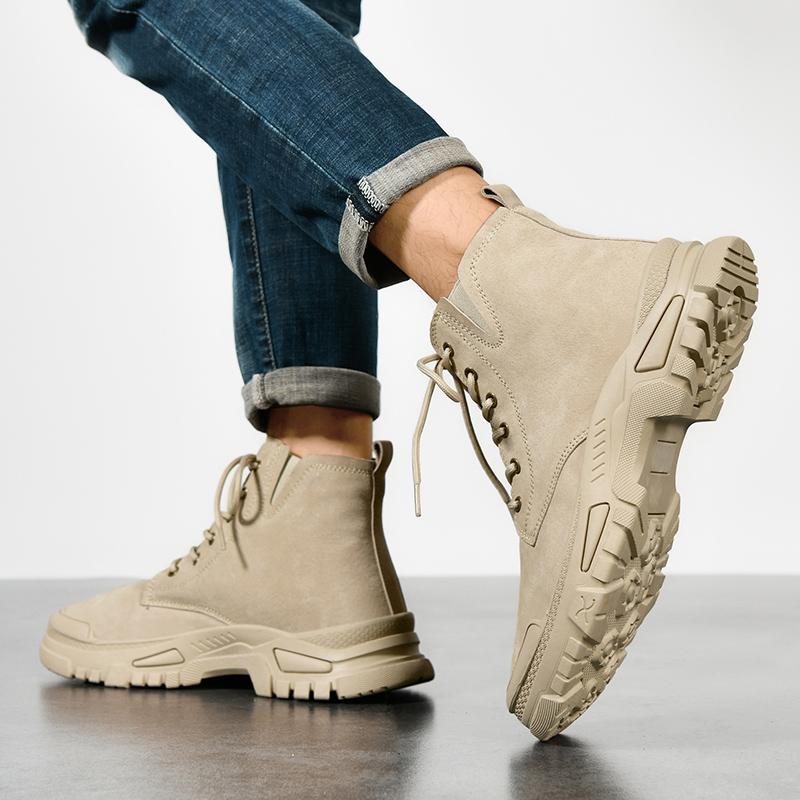 Fashion 2024 Winter Hot Selling Men's Workwear Boots Warm Cotton Shoes Outdoor Trendy High Top Shoes Men's Thick Soled Hiking Shoes