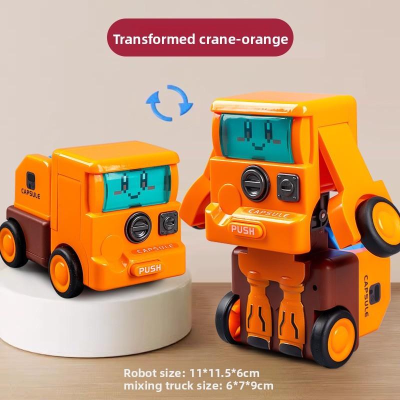 

Детские Игрушки Трансформеры После Столкновения Рабочие Машины С Дизайном Модели Внедорожника Orange Crane