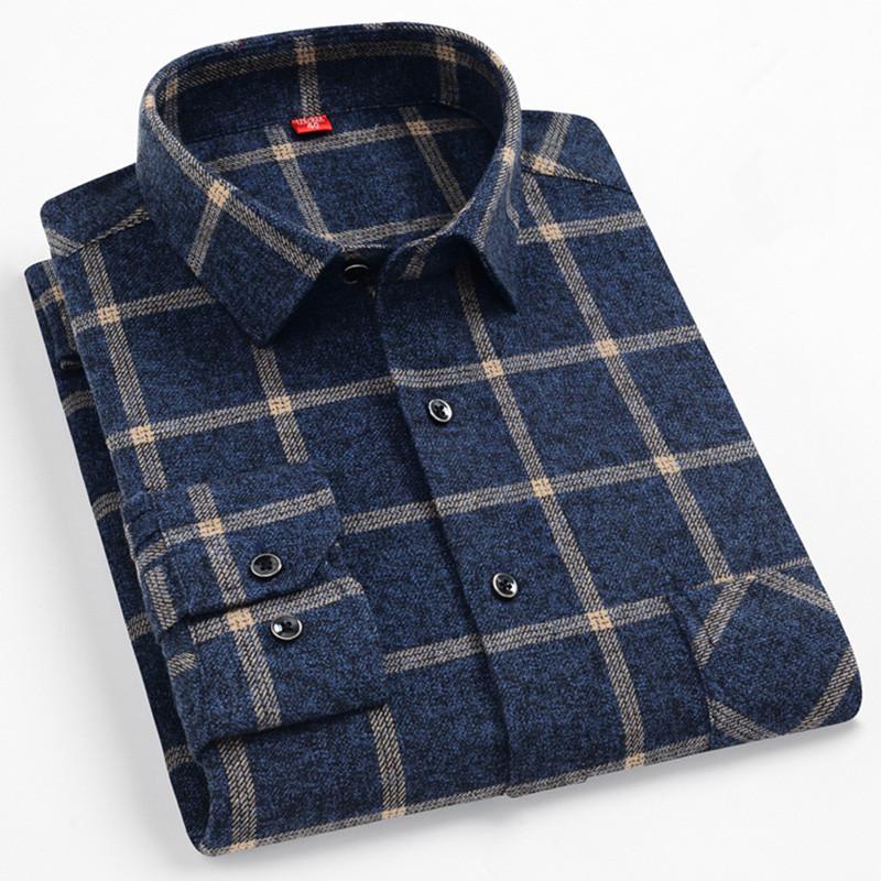 High Quality Men's Autumn New Long Sleeve Shirt Soft Fit British Style Home Leisure 100% Cotton Plaid Stripe Outdoor Travel Tops