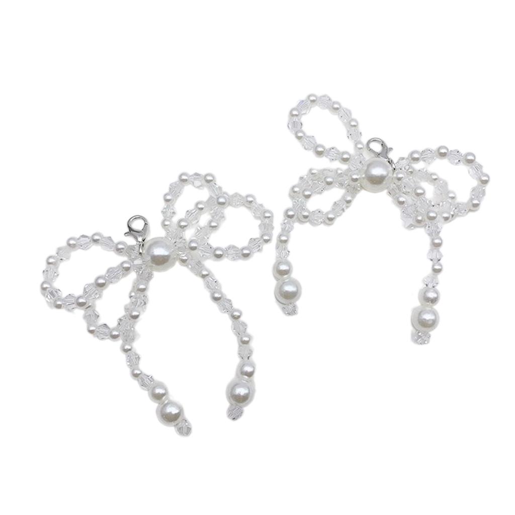 Elegant sløyfe nøkkelring anheng Vakkert krystallsko dekorasjons nøkkelring Stilig perlebesatt sløyfe sko anheng