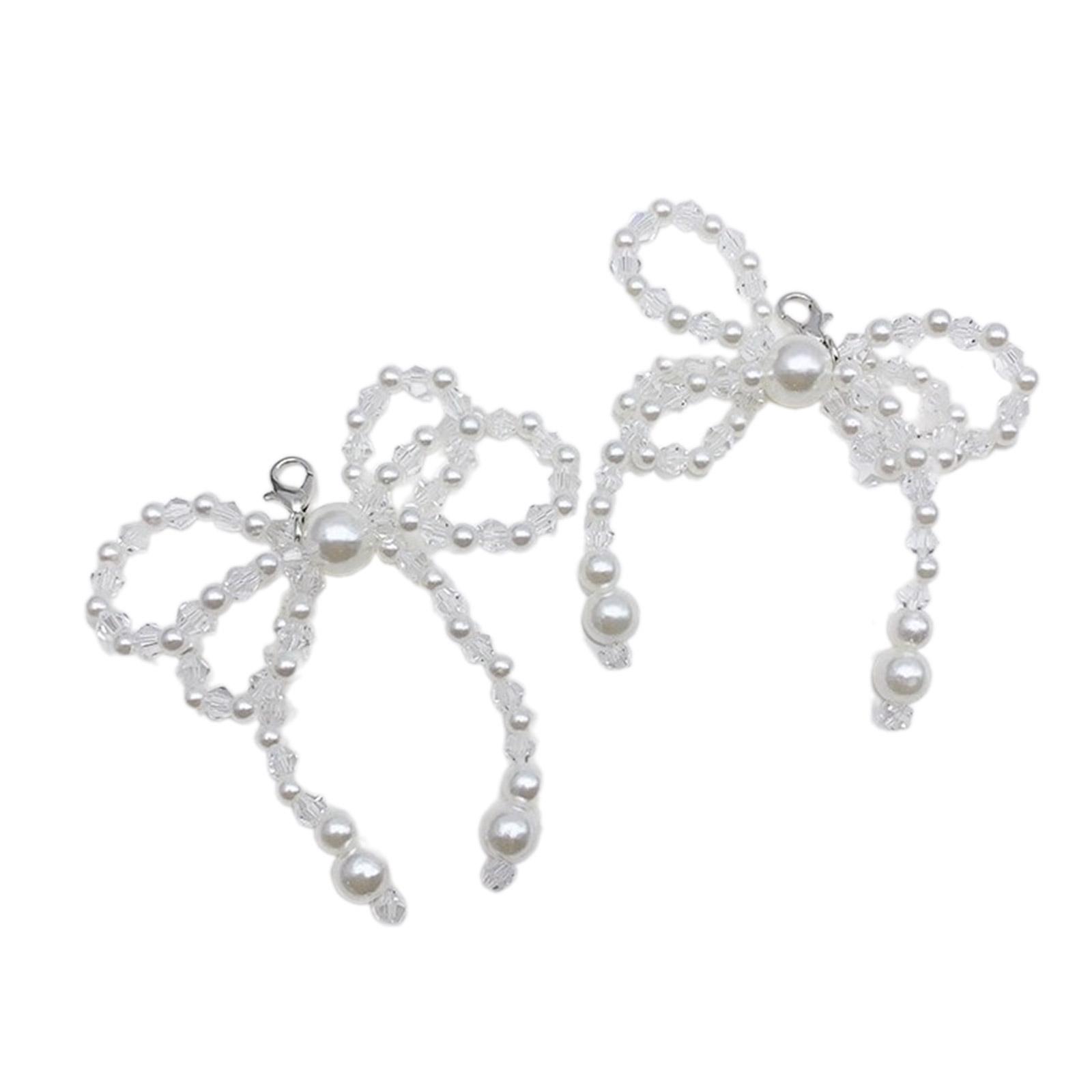 

Elegant Bowknot Keychain Pendant Beautiful Crystal Shoe Decoration Keychain Stylish Beaded Bowknot Shoe Pendant A