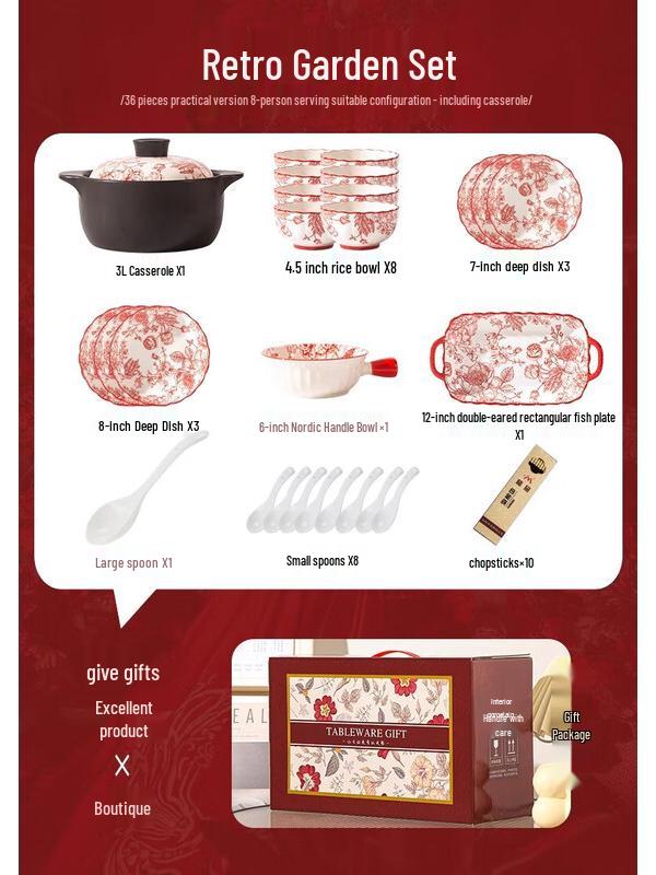 Retro Garden Ceramic Dinnerware Set