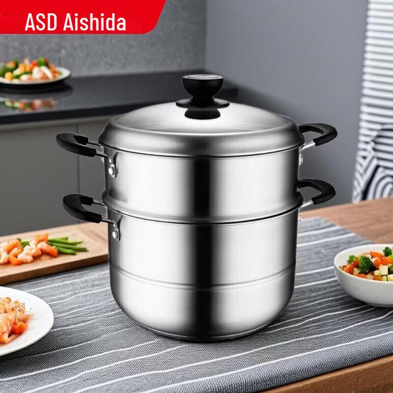 Пароварка ASD 30 см, 2-ярусная, из нержавеющей стали 304