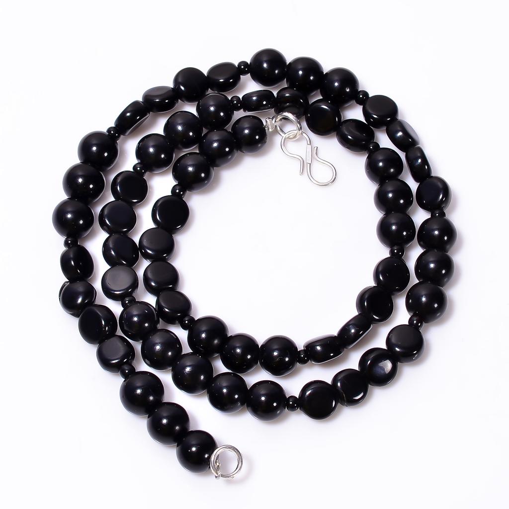 AAA+ 100% Natural Black Onyx Mix Shape Gemstone Smooth Beads Necklace 7-9 Mm 18" UB-8646