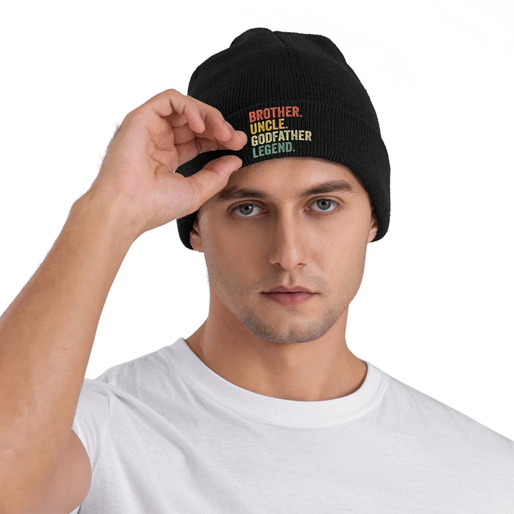 Uncle Godfather Legend Beanie Hats Bonnet Hats Female Male Street Y2K Gym Knitting Hat Spring Design Head Wrap Caps