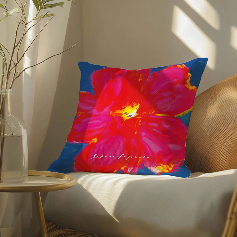 Watercolor Painting of Orchid Plants Pillow Case Silky elegant Comfort Sofa Bed Invisible zipper Beach pillowcase