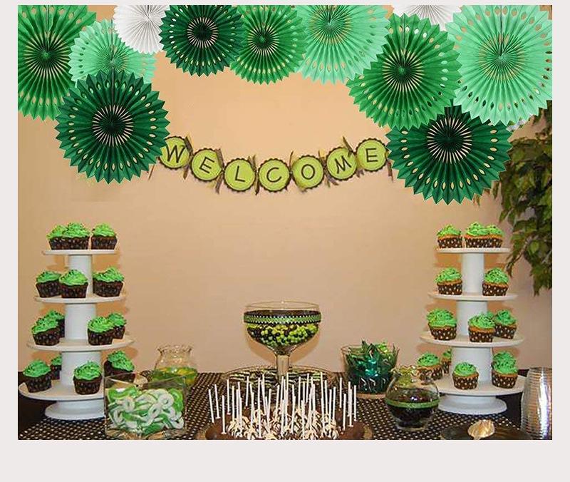 Blue Ocean 3D Folding Fan & Star Pendant Decoration Set for Kids' Birthday Party