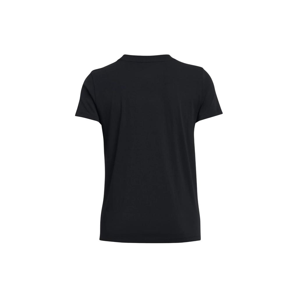 Under Armour Letter Logo Print Round Neck Pullover Short Sleeve T-Shirt Women Tops Black 1383648-001