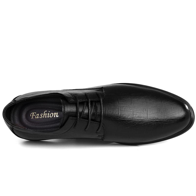 Skórzane Buty Formalne Okrągły Nosek Biznesowe Męskie Buty Eleganckie Oddychające Wygodne Buty Oxfordy dla Mężczyzn Sznurowane Jednolite Męskie Buty