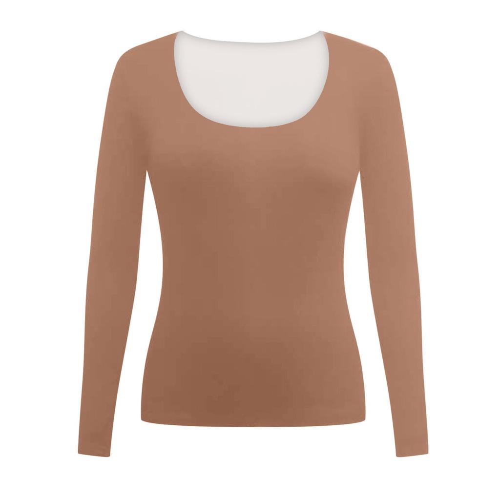 Women's Spring And One-piece T-shirt Slim Long Sleeve Round Neck Color Tops