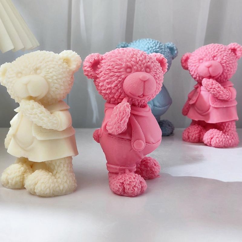 3D Standing Bear Shape Candle Silicone Mold for DIY Hand-made Candle Ornaments Mould Handicrafts Making Tool Baking Mold