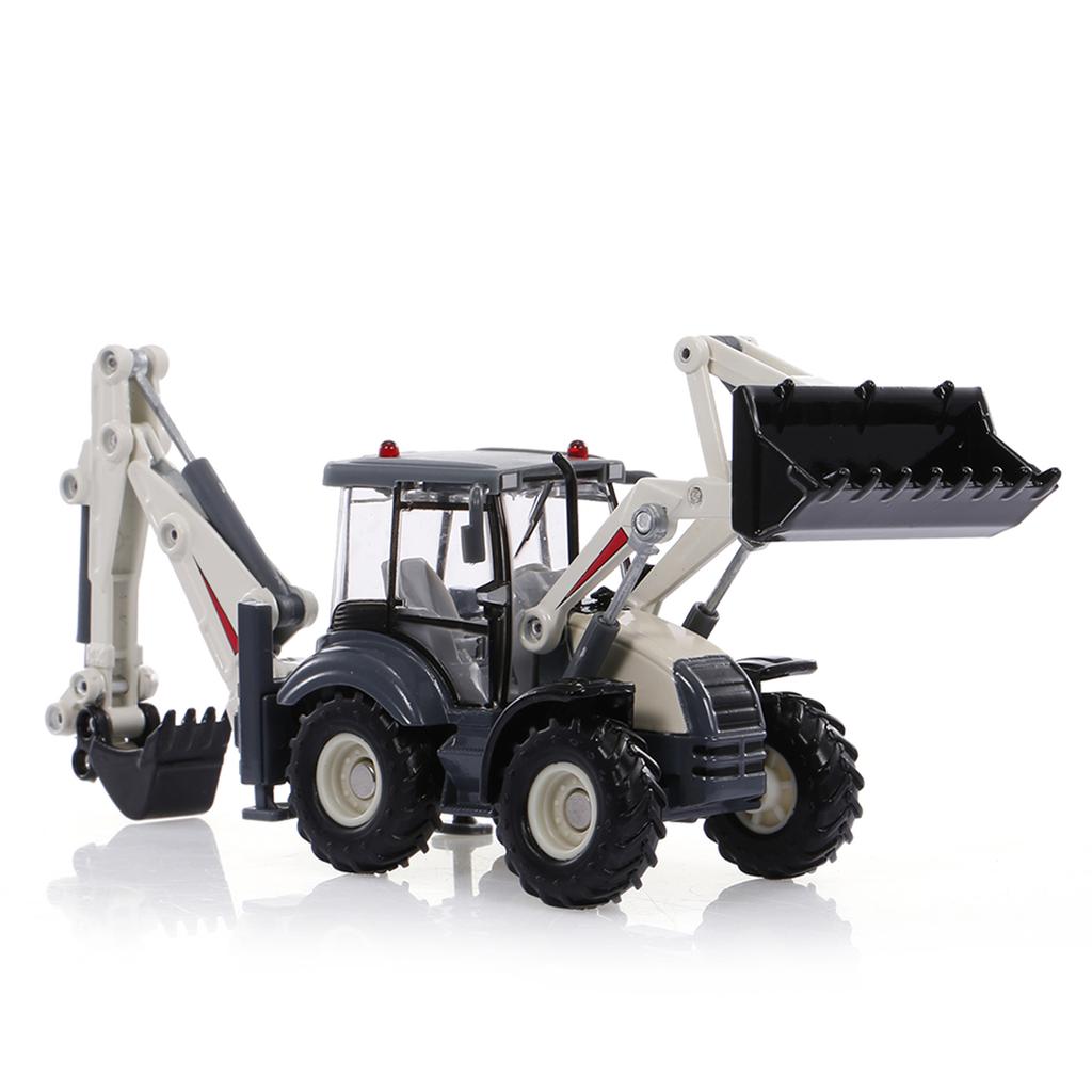 Alloy Diecast Excavator 1:50 4 Wheel Shovel Loader Two-way Forklift   Backhoe Loader Truck Model For Kids Gift Toys