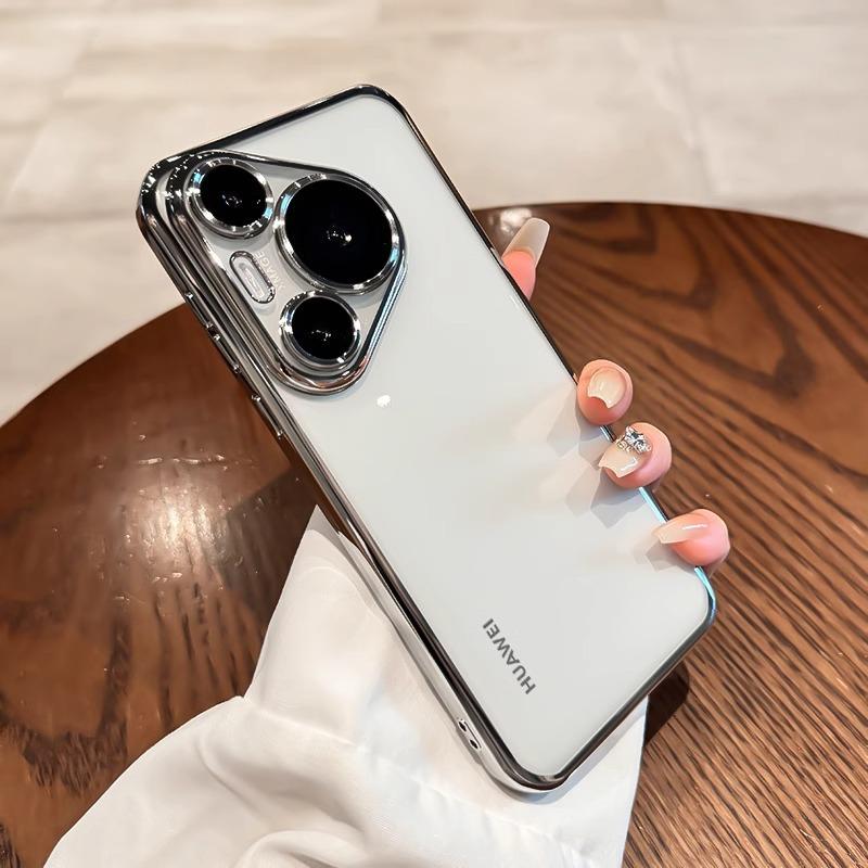 

Applicable to Huawei Pura80pro mobile phone case, advanced sensor electroplating transparent p70 all-inclusive lens anti-drop protection soft case Mate80 серебряный