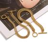 Stainless Steel Hip-Hop Figaro Chain Multi-Layer Necklace & Bracelet Set with OT Toggle Clasp