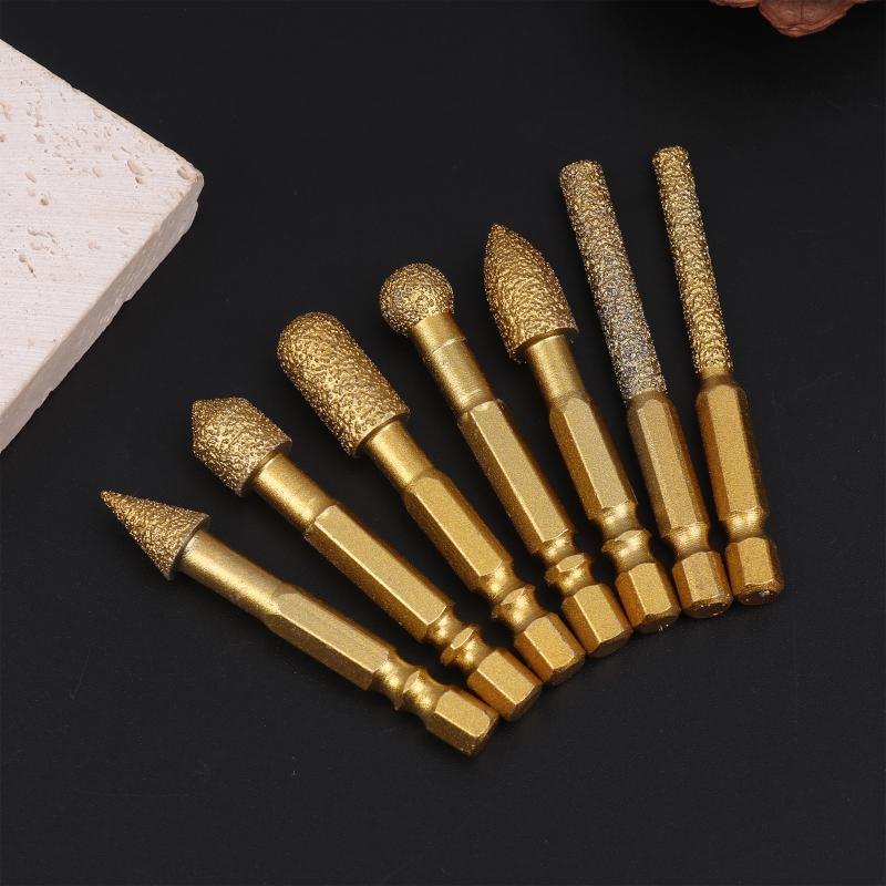 3/7Pcs Diamond Grinding Head Tile Rotary File Polishing Head For Iron, Stainless Steel, Ceramic, Tile, Fits Drill