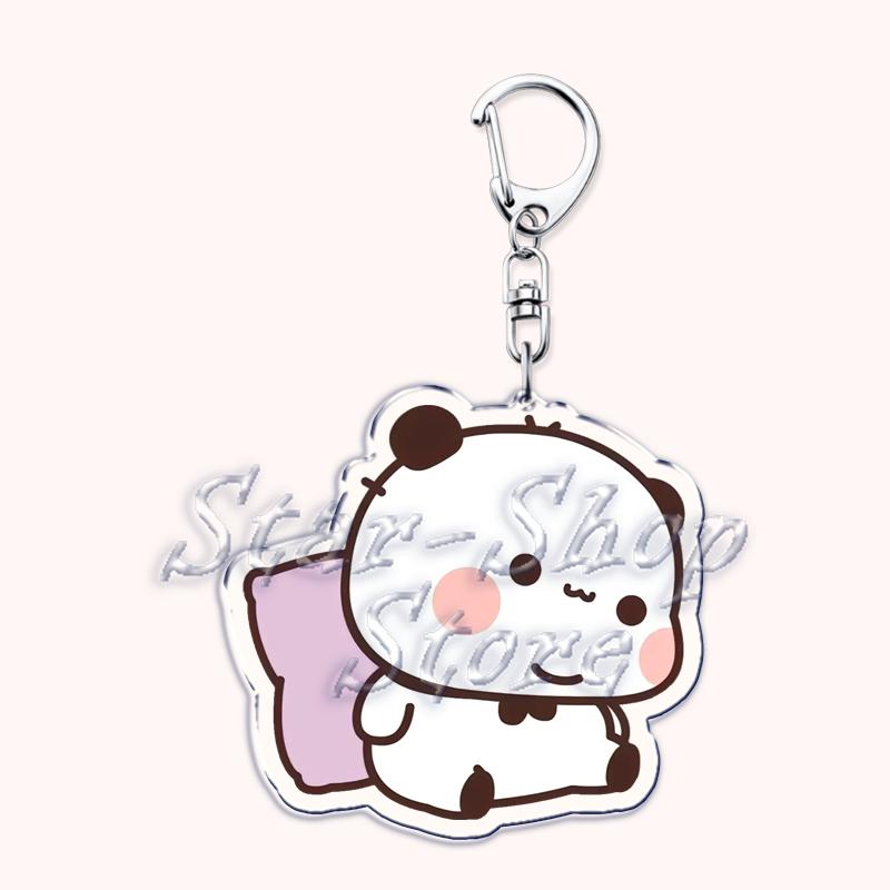 Cute Bubu Love Dudu Yier Keychains Couple Bear Panda Keyrings for Accessories Bag Pendant Key Chain Jewelry Fans Lovers Gifts