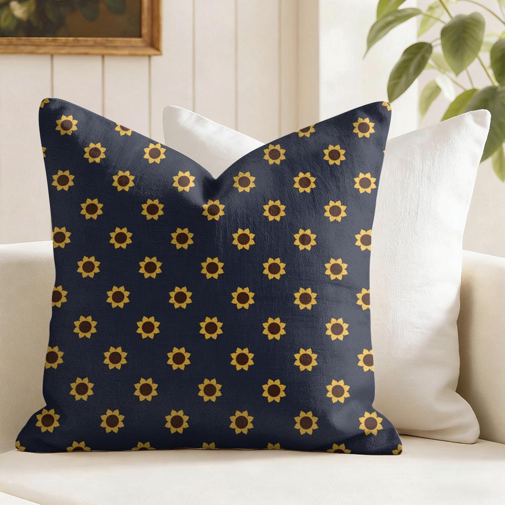 Sunflower Pattern Cushion Cover Natural Linen Pillow Cover Double-Sided Print Cushion Cover For Sofa Home Decor